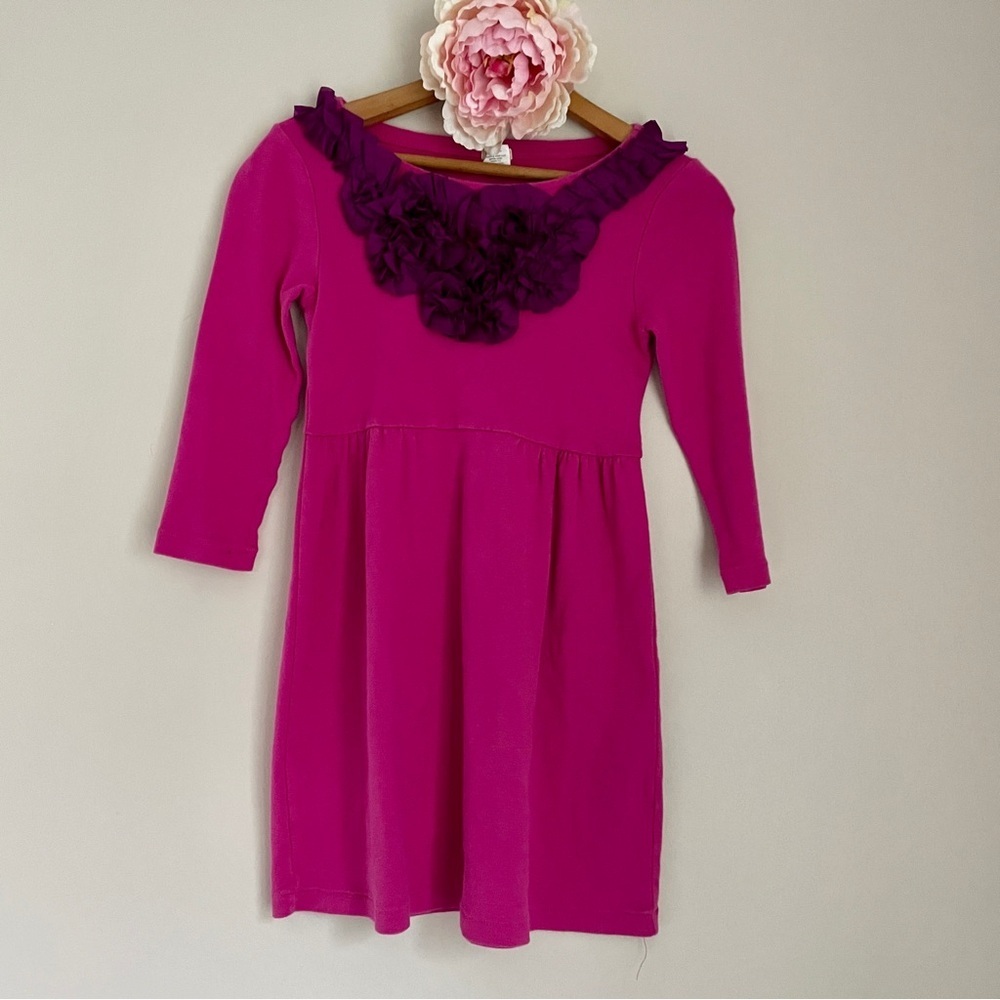 Crewcuts Dress Pink Fuschia Purple Rosettes 12 Cotton